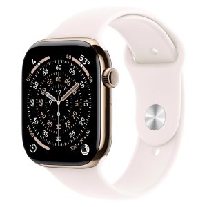 Apple Watch Series 11 [GPS + Cellular 46mm] Smartwatch with Gold Titanium Case